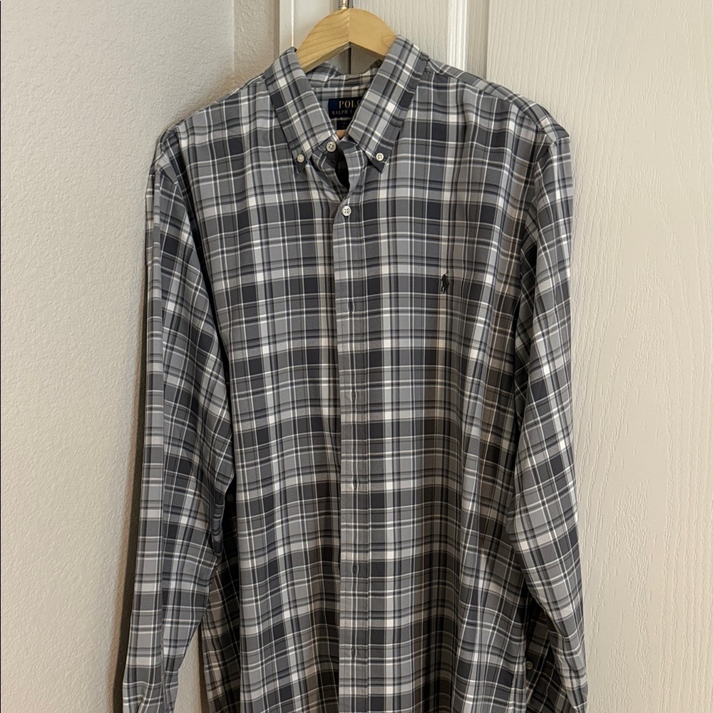 Polo by Ralph Lauren Men's Black and White Plaid Shirt